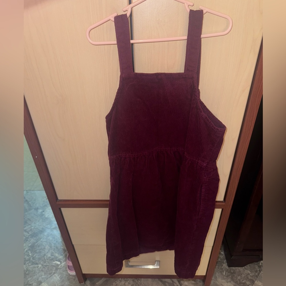 Cat & Jack Girls Burgundy Corduroy Button Front Jumper Dress Size 10/12 - Picture 5 of 5